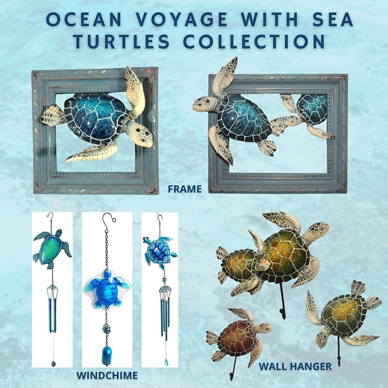 Comfy Hour Ocean Voyage Collection 7" Sea Turtle Coastal Beach Coral Theme Wall Decorative Frame, Polyresin - Image 3
